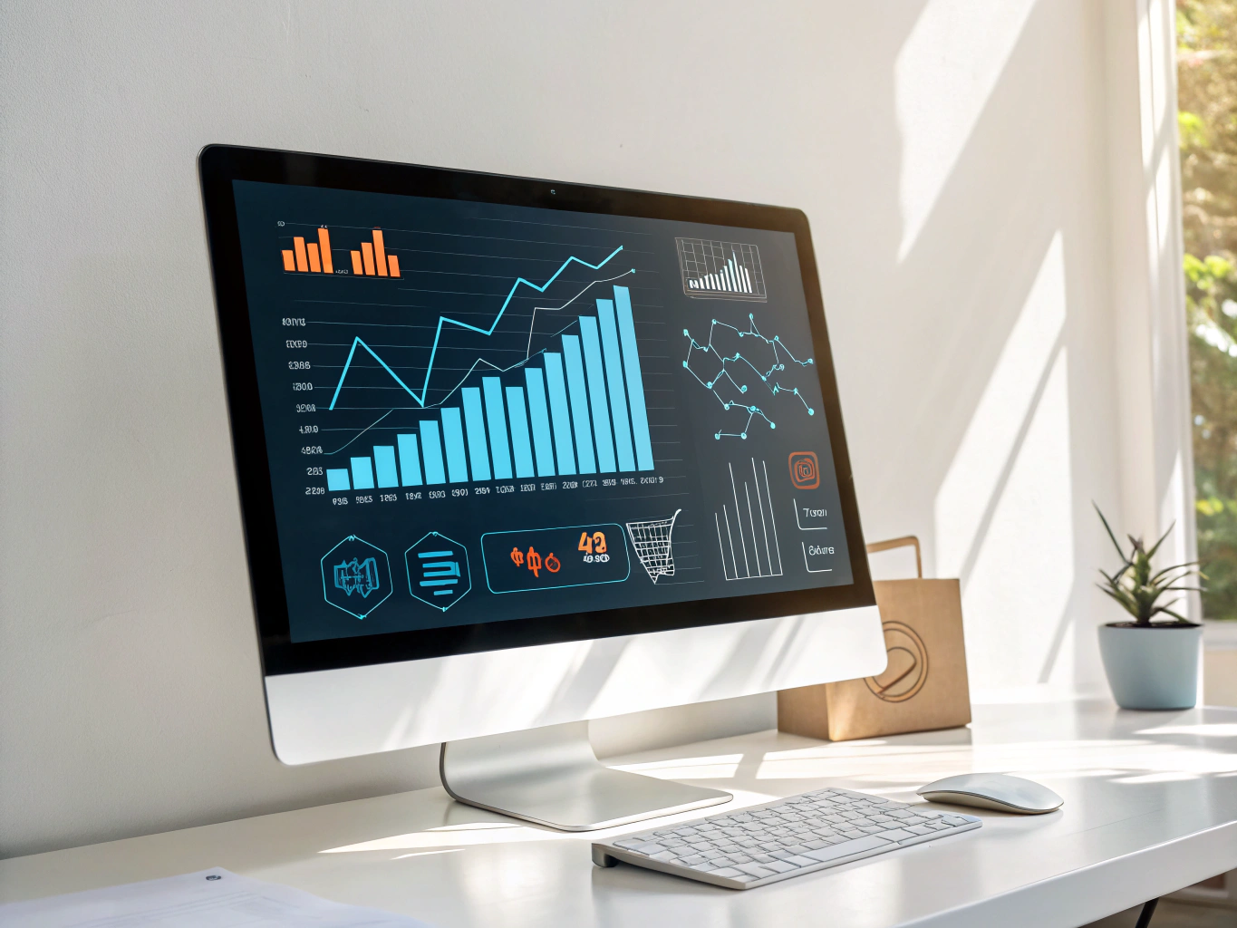 Predictive analytics dashboard showing growth projections and AI insights