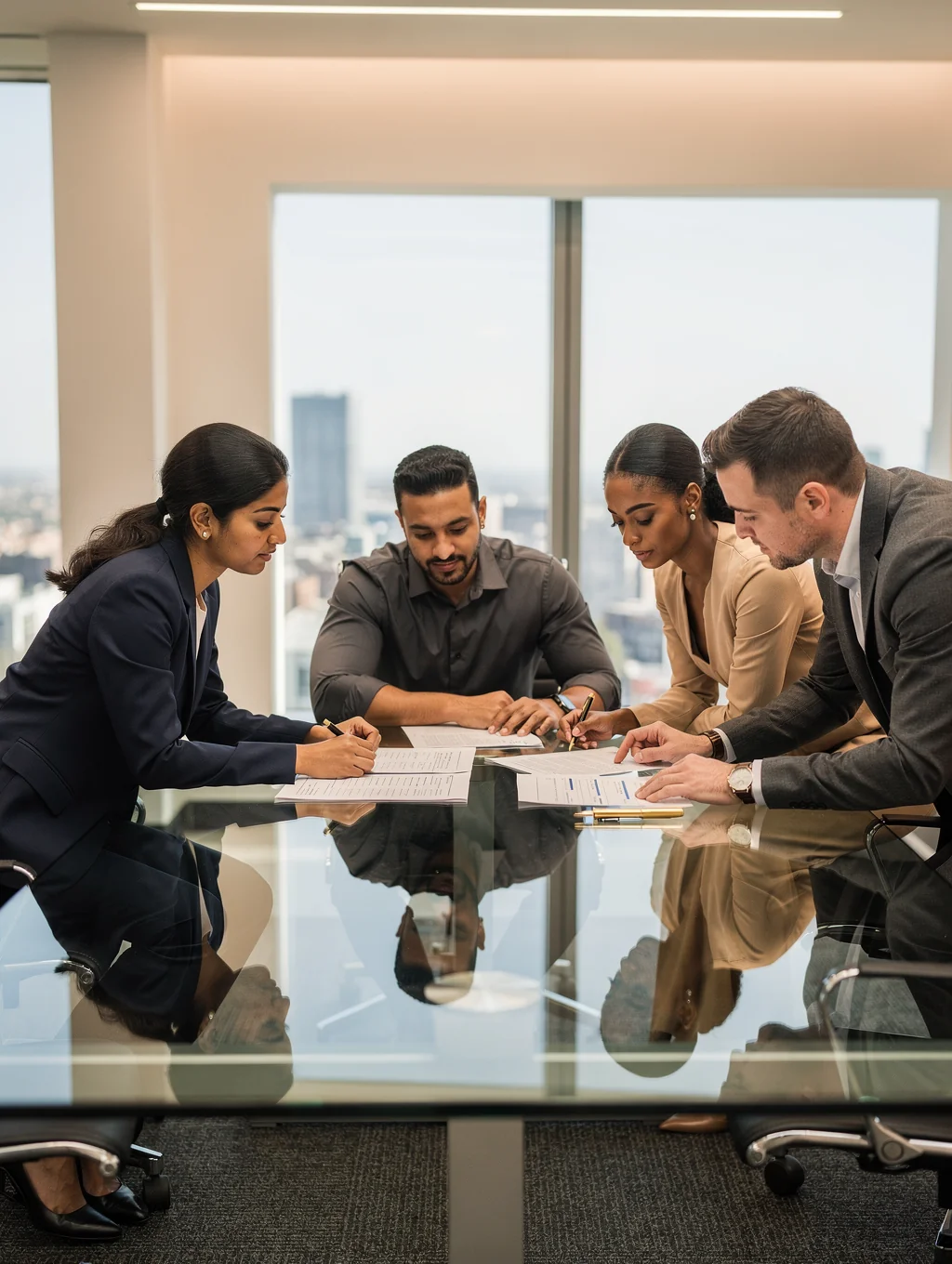 Executives collaborating in a modern African business environment